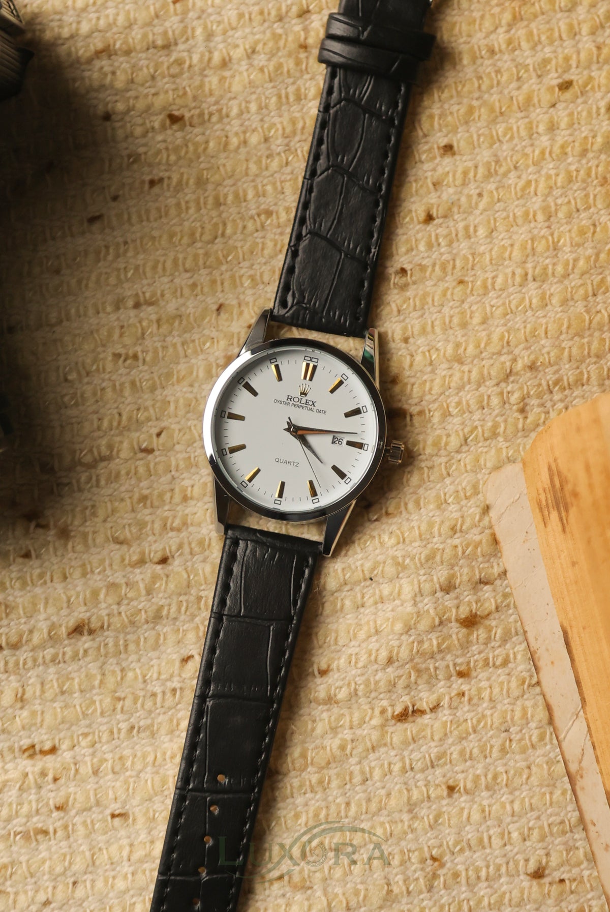 Rol-ex Classic Black Leather