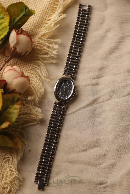 Carter Oval Silver Black