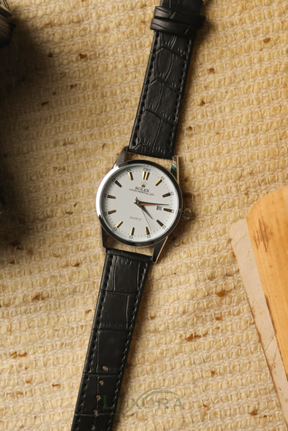 Rol-ex Classic Black Leather