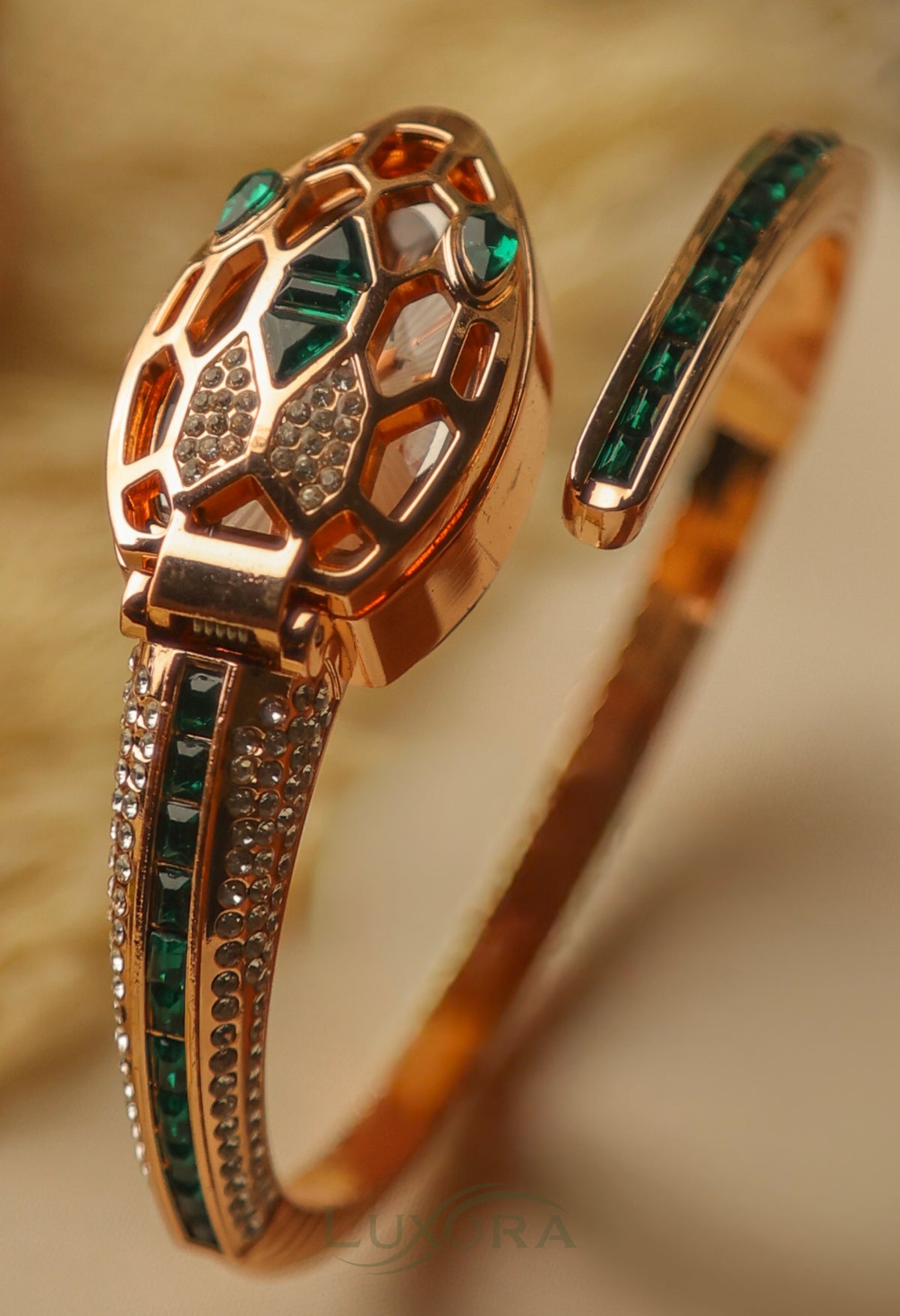 LX snake Rose green bracelt watch