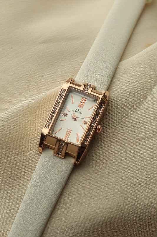 NOBLE WHITE STRAP GOLD